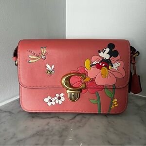 DISNEY X COACH Studio Shoulder Bag With Mickey Mouse And Flowers